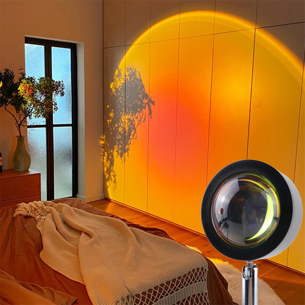 

Sunset Projector Lamp Rainbow Atmosphere Led Night Light Desk Lamp for Bedroom Bar Background Coffee Store Wall Decoration