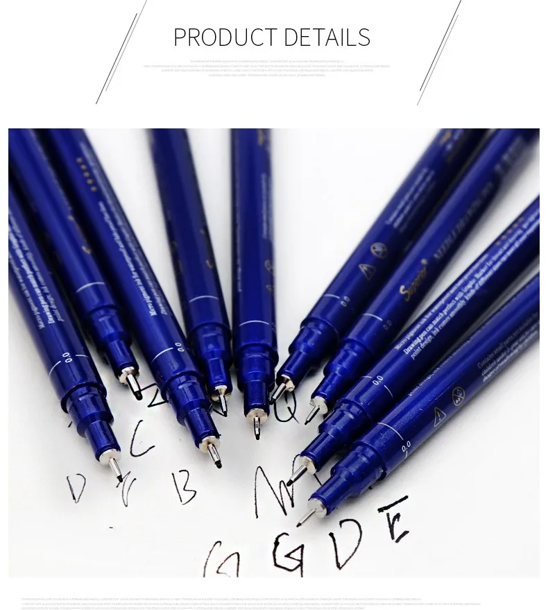 Superior 9Pcs Different Size Water Based Art Markers Pigment Liner Triangular Fineliner Pens for Design School Office Supplies