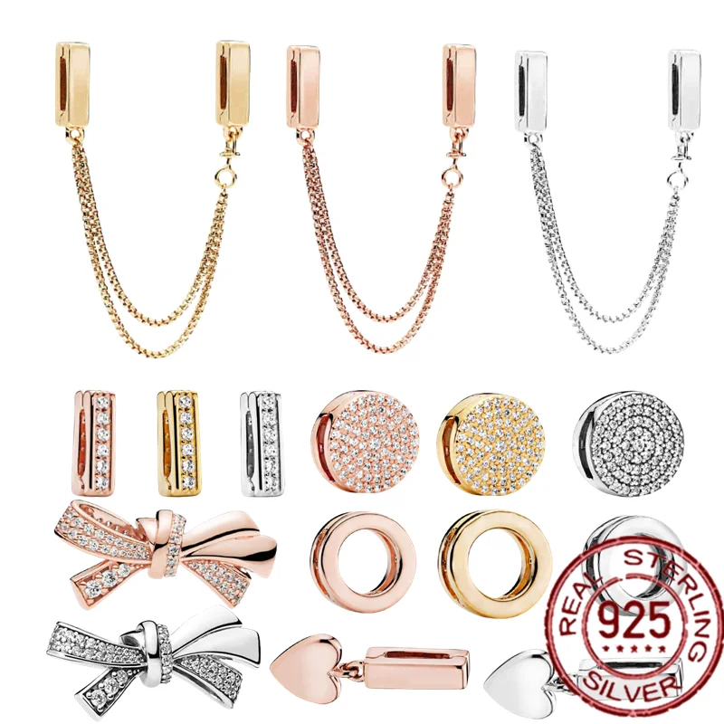 925 пробы серебро Проложить вдохновение со звездой Безопасность цепь прозрачный CZ