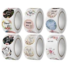 500 шт.рулон, наклейки с цветочным узором, 1 дюйм, 25 мм