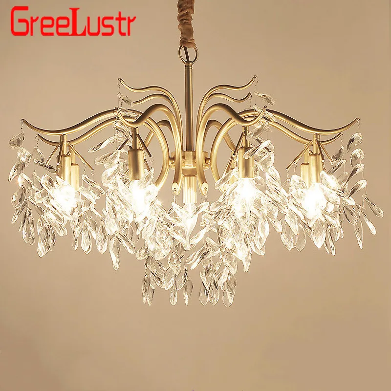 Американская роскошная хрустальная люстра Подвесная лампа Золото E14 подвесной