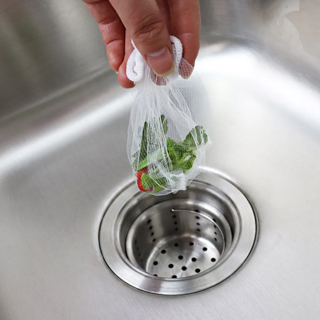 

100PCS Disposable Kitchen Sink Strainer Bag Shower Sink Hair Rubbish Storage Mesh Bag Sewer Water Filter