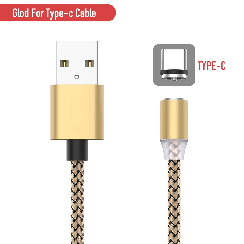 Gold For Type C Biaze Магнитный usb кабель для зарядки usb type C для Iphone Xiaomi huawei samsung кабель для быстрой зарядки Micro USB кабель для светодиодного зарядного устройства - Цвет: Gold For Type C