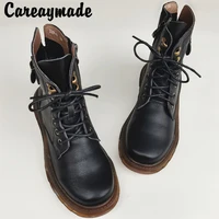 careaymade warm bootswomen bootsgenuine leather martin boots womens shoes original handmade single shearling cowhide boots