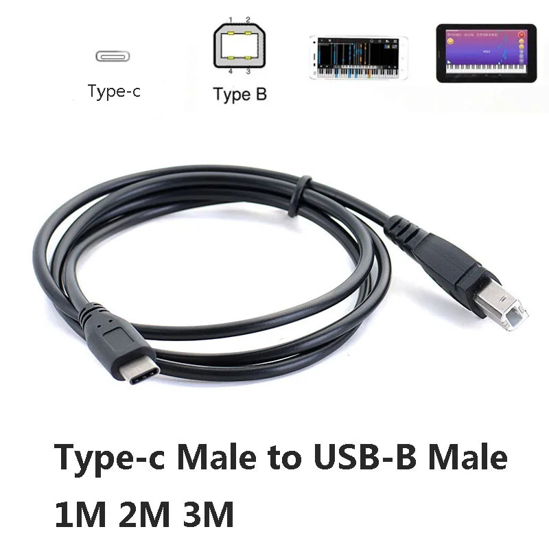 

USB 3.1 Type C Штекерный разъем к USB 2,0 B Тип Штекерный кабель для передачи данных адаптер для быстрой передачи данных внешних жестких дисков