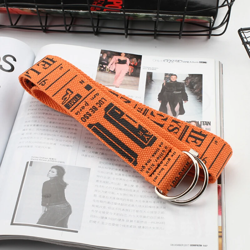 

Canvas Belt Neutral D Ring Double Buckle Unisex Korean Style Student Belt Harajuku Elastic Casual thin woman jeans strap