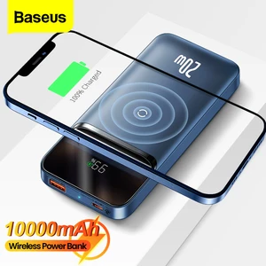 baseus power bank 10000mah pd 20w magnetic wireless charger external battery portable powerbank for iphone 13 12 pro poco x3 pro free global shipping