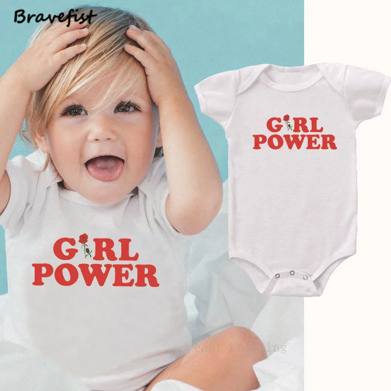 Новая летняя коллекция детской одежды боди из хлопка GIRL POWER и с принтом цветок