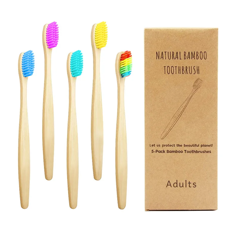 

Bamboo Toothbrush 5 PiecesNatural Soft Bristle Toothbrush Wooden Toothbrushes Natural Organic Travel Toothbrush BPA-Free