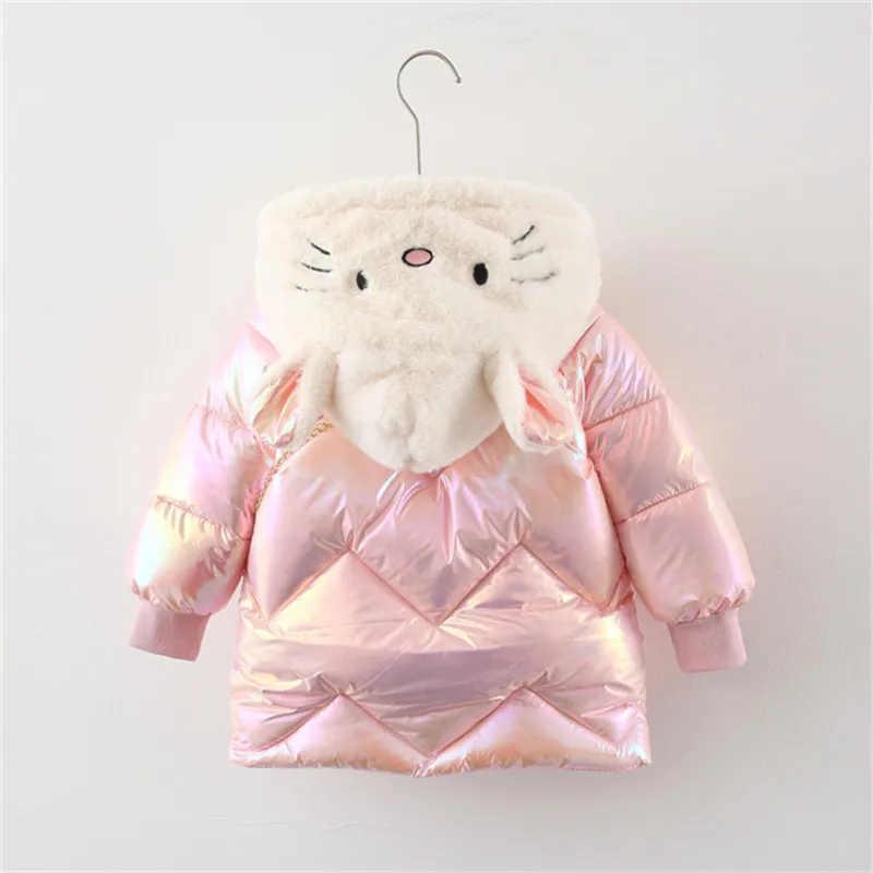 

DFXD 2020 Winter Kids Snowsuit Baby Girl Cartoon Hooded Plus Velvet Cotton-padded Coat Down Jacket Long Thick Waterproof Outwear