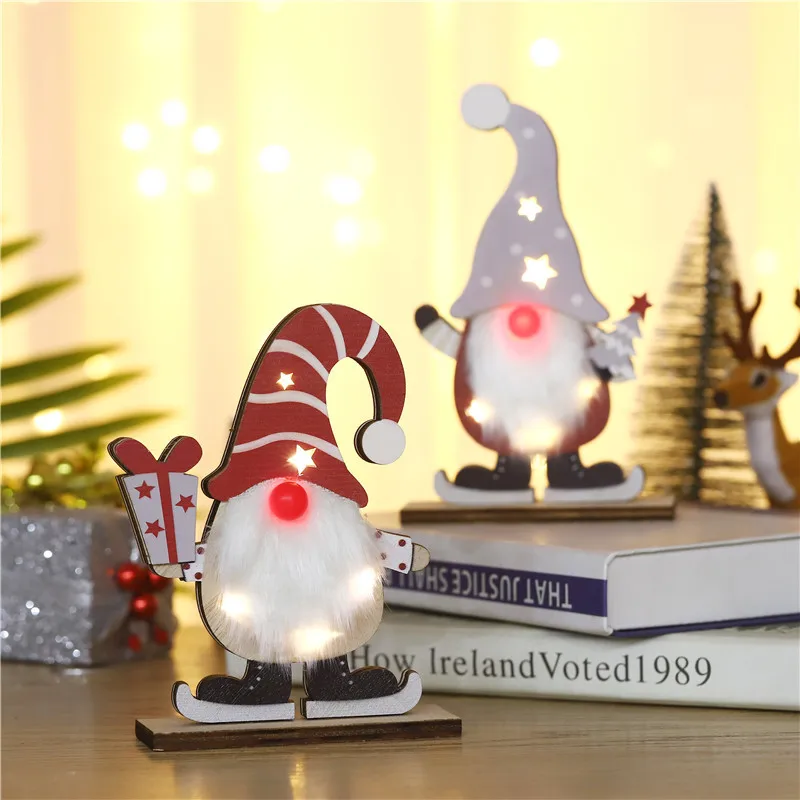 

Christmas Luminous Faceless Elderly Wooden Ornaments Forest Elderly Window Decoration Decorations