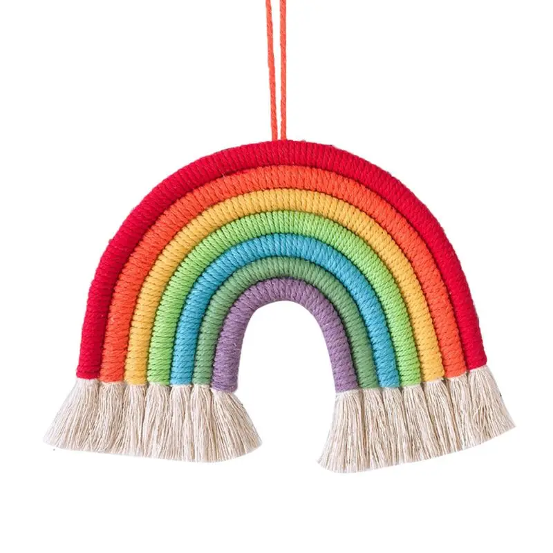 

Nordic Hand-woven Boho Rainbow Tassel Rope Children Room Decoration Pendant