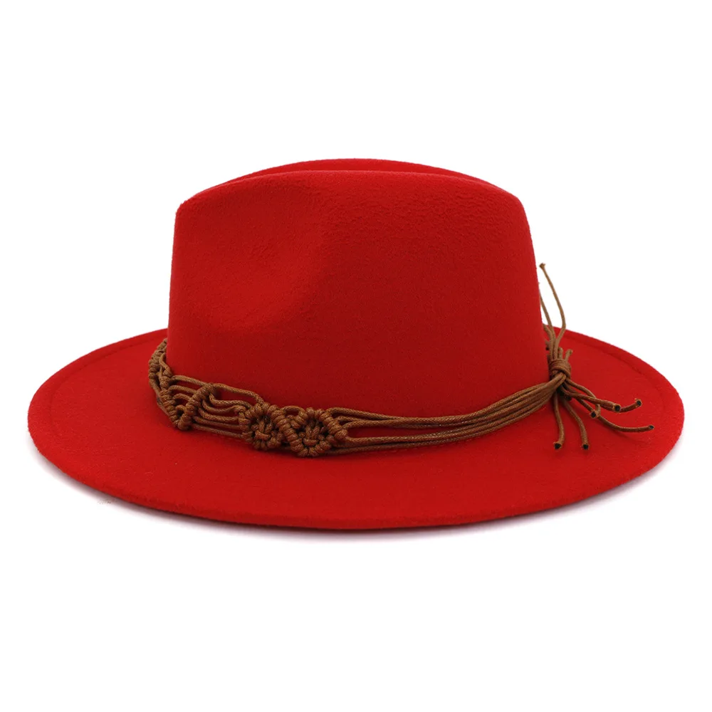Женская шерстяная шляпа HanXi Fedoras модная фетровая с плоским краем крученая шапка |
