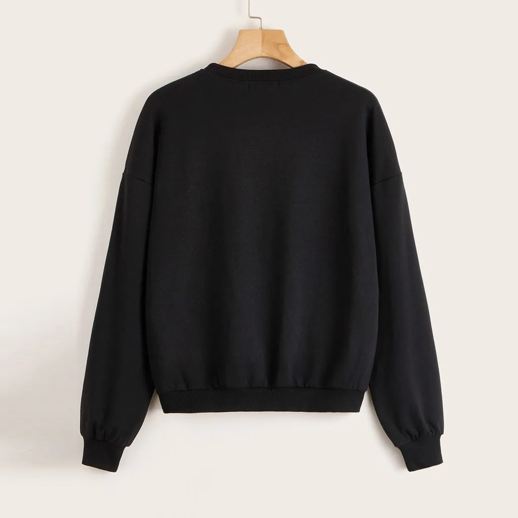 Милые женские толстовки пуловер толстовка с длинным рукавом фланелевый принтом