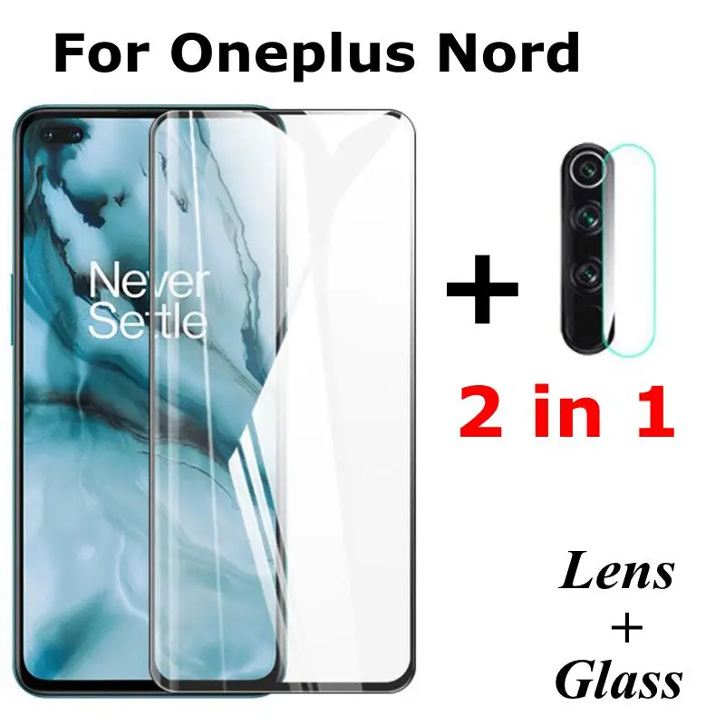 

2 в 1 HD закаленное стекло для OnePlus Nord полное покрытие объектива камеры Защитная пленка для экрана OnePlus Nord защитное стекло es для Nord