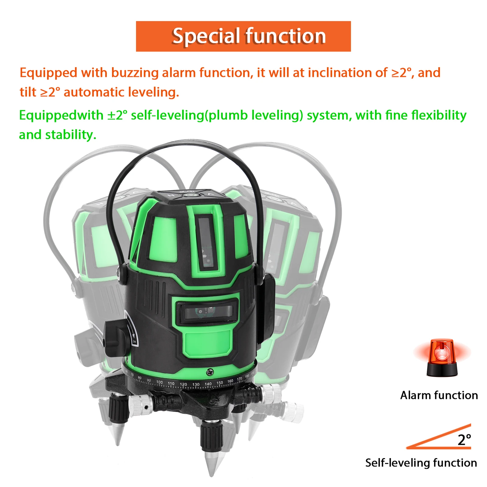 Многофункциональный 2 ° автоматический самовыравнивающийся лазерный уровень с 3
