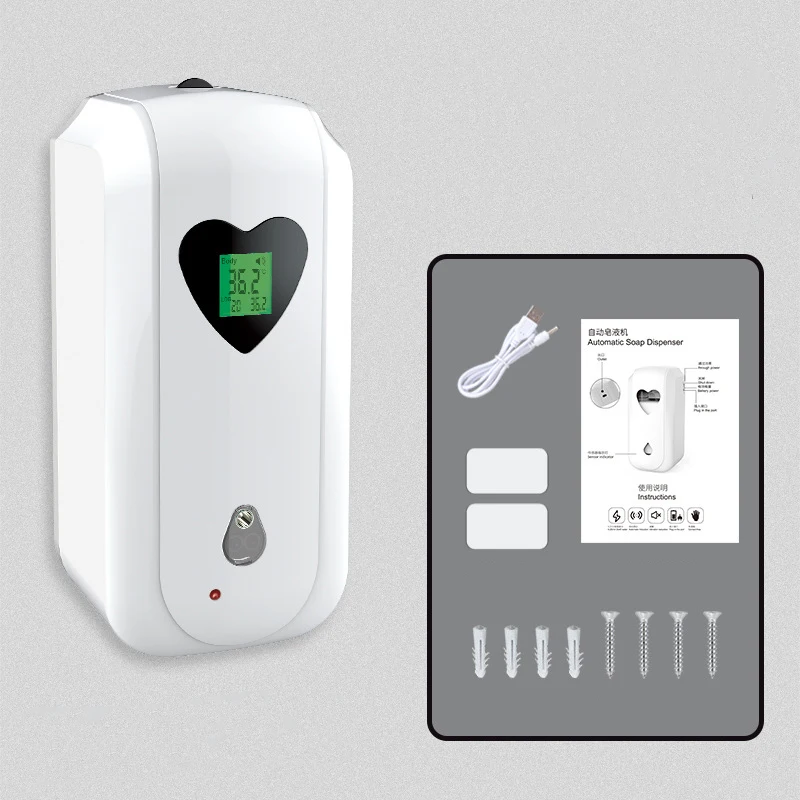 

Newly Automatic Alcohol Dispenser with Body Temperature Measurement Touchless Soap Dispenser with Temperature Alarm 850ML
