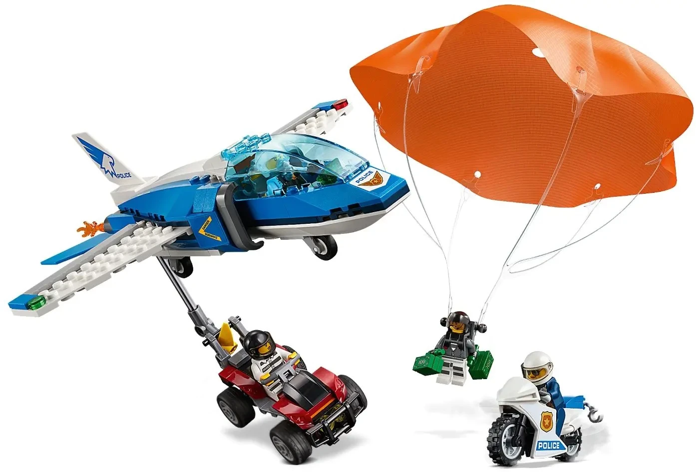 

New City Series Brick Sky Police Parachute Arrest Compatible with 60208 Building Blocks Toys for Children Birthday New Year Gift