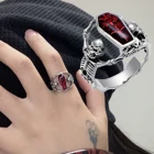 Кольцо обручальное для мужчин и женщин, Ювелирное Украшение в стиле панк с изображением дневников вампира, гроба, черепа, Красного циркония, в стиле хип-хоп, ретро