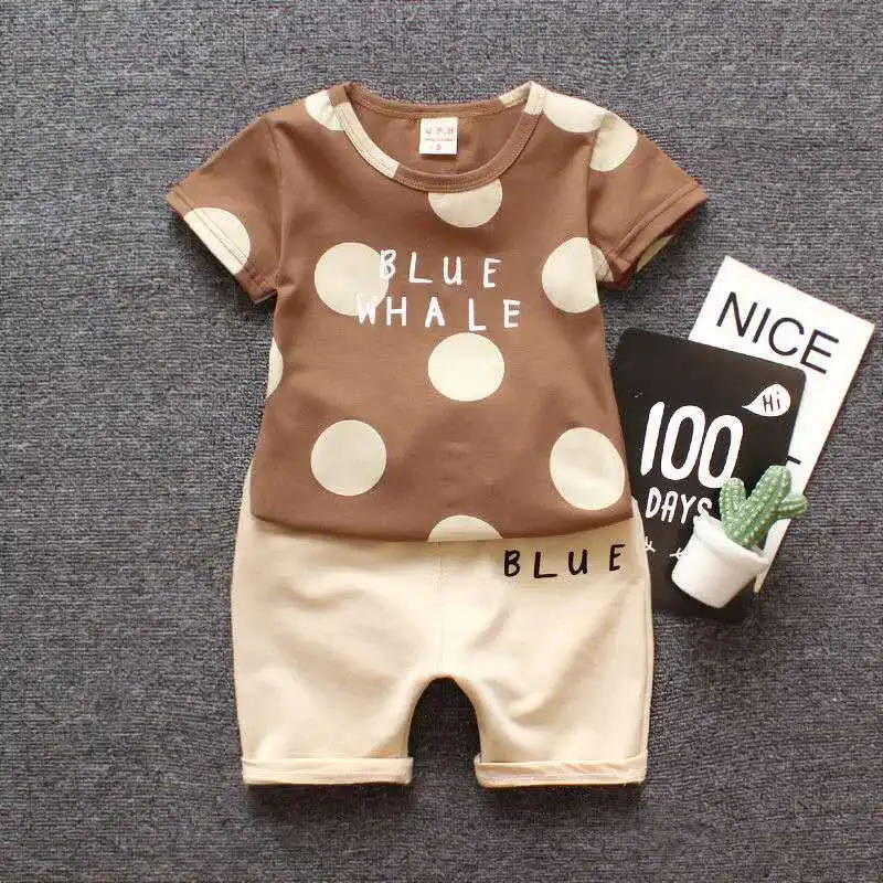 

2021 Boy Clothing Sets Summer Toddler Boys Short Sleeve Pattern Shirt Tops & Pants Set