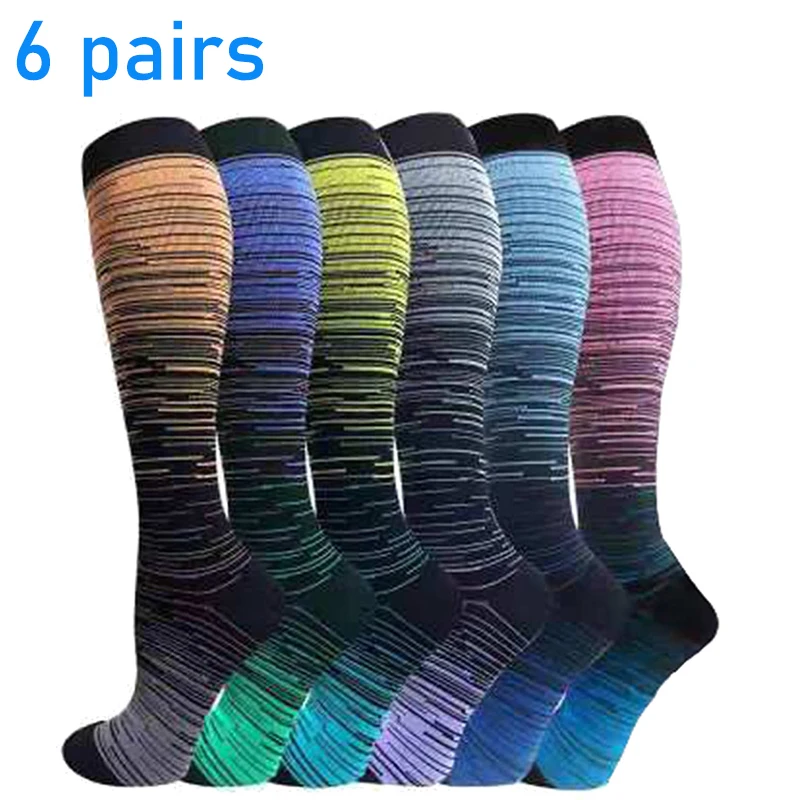 Compression Stockings 6 Pairs Per Set Sports Socks Cycling Football Basketball Prevent Varicose Veins