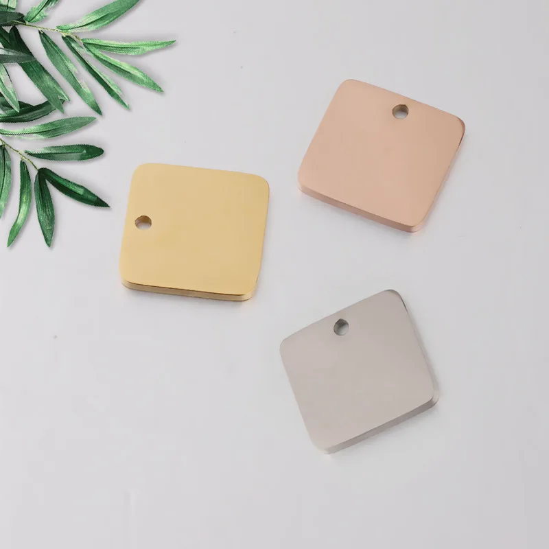 5 шт./лот из нержавеющей стали цвета розового золота квадратная Геометрическая