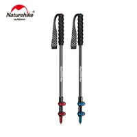 naturehike 1pcs lightweight carbon fiber three section external lock trekking poles hiking mountaineering portable cane