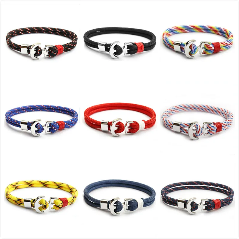 Мужской и женский браслет с якорем цепь Паракорд металлический для самозащиты