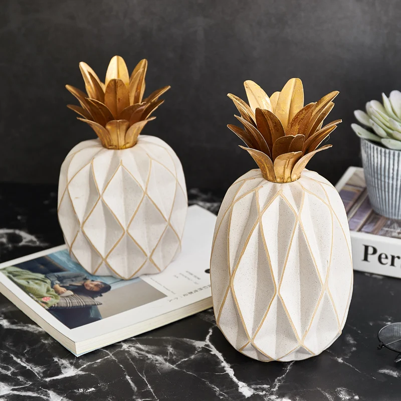 

Money Box Home Decoration Accessories Piggy Bank Living Room Decoration Money Bank for Kids White Ceramic Pineapple Statue Gift