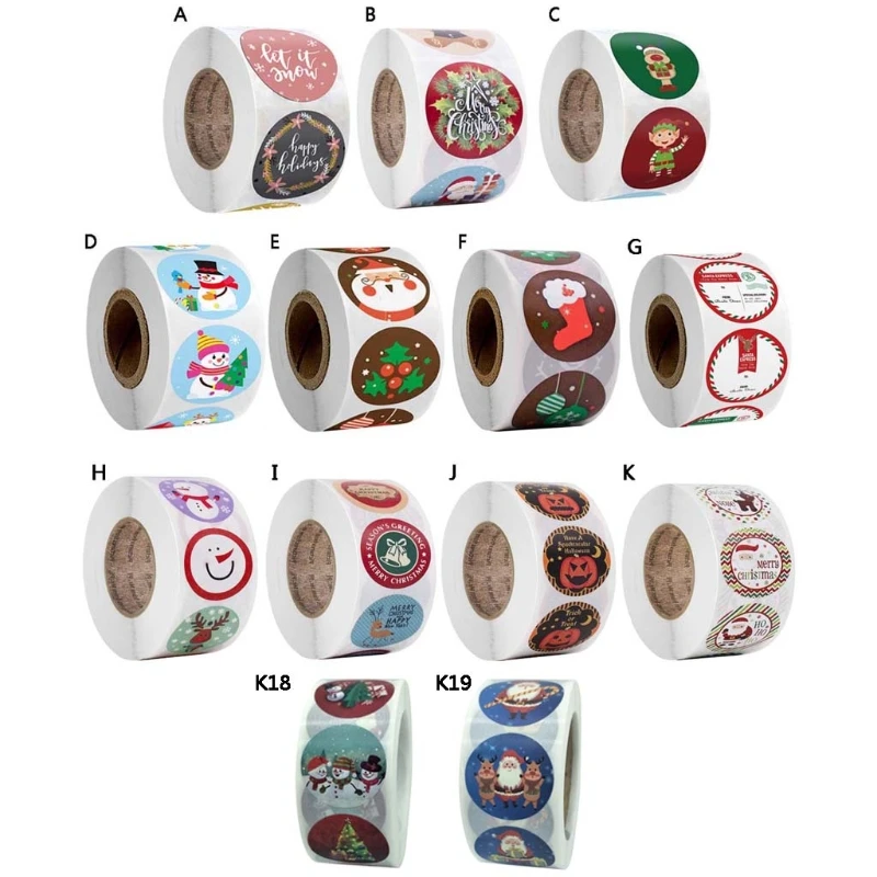500 шт./рулон 8 видов конструкций с Рождеством спасибо наклейки этикетки для печати