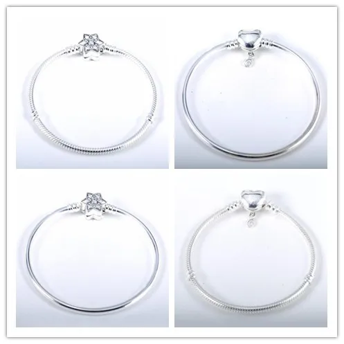 

925 Sterling Silver Moments Infinity Heart Clasp Snake Bangle Bracelet Fit Women Bead Charm fashion Jewelry