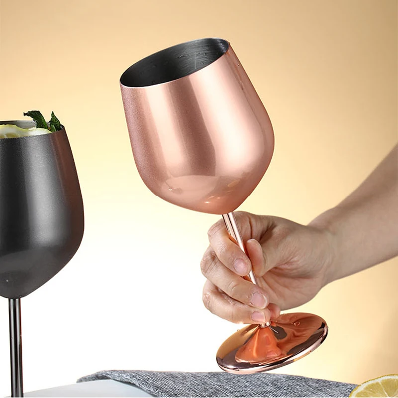 

2pcs Stainless Steel Wine Glasses Single-Walled Insulated Unbreakable Goblets Metal Stemmed Wine Tumblers New
