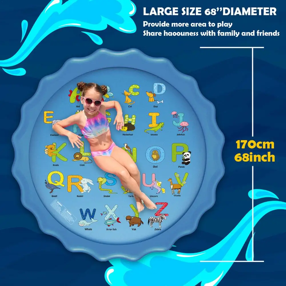 

Summer Outdoor Garden Lawn Animal Alphabet Inflatable Cold Water Spray Kids Sprinkler Interactive Play Game Pad Mat Tub Bath Toy