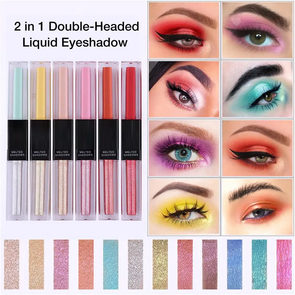 

6Color 2 In1 Eyeliner Stamp Liquid Eyeliner Double-Headed Triangle Seal Eyeliner Waterproof Quick Dry No-Blooming Make Up
