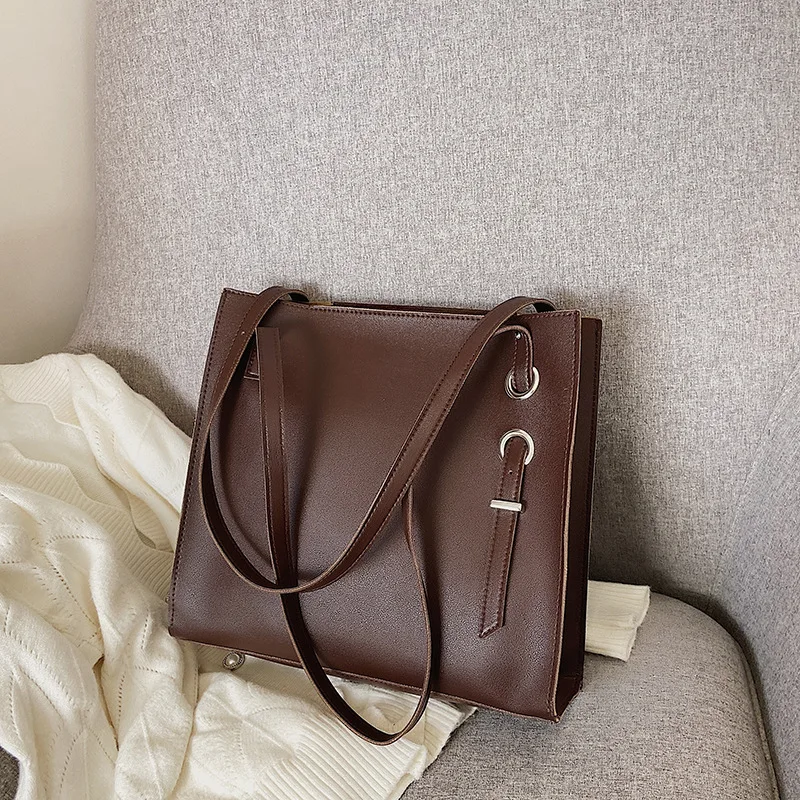 

2022 Soft Large Capacity Tote Bag Shopper Bag Women Handbag Luxury Pu Leather Shoulder Bag Retro Oversized Women's Bag 2022