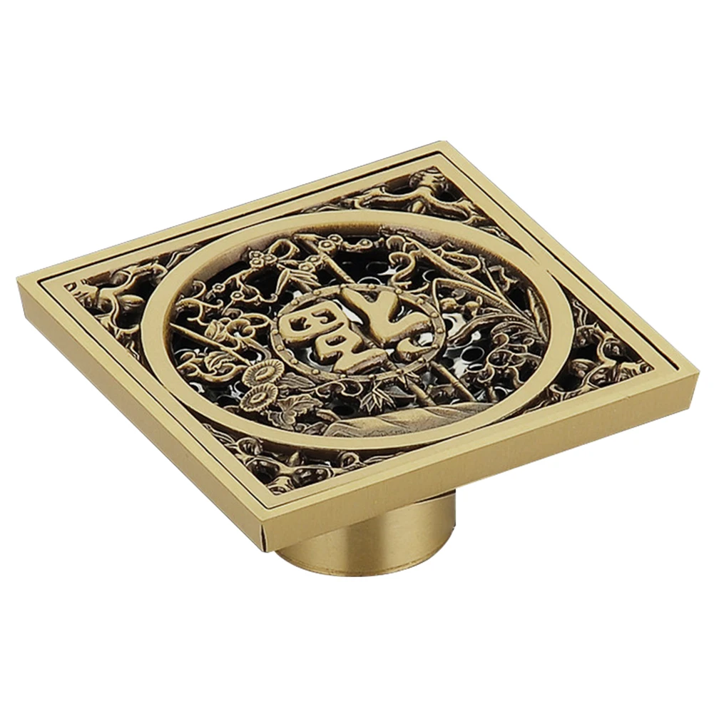

Cover Strainer Invisible Antique Insert Anti-odor Square Shape Bathroom Vintage Floor Drain Brass Home Grates Shower