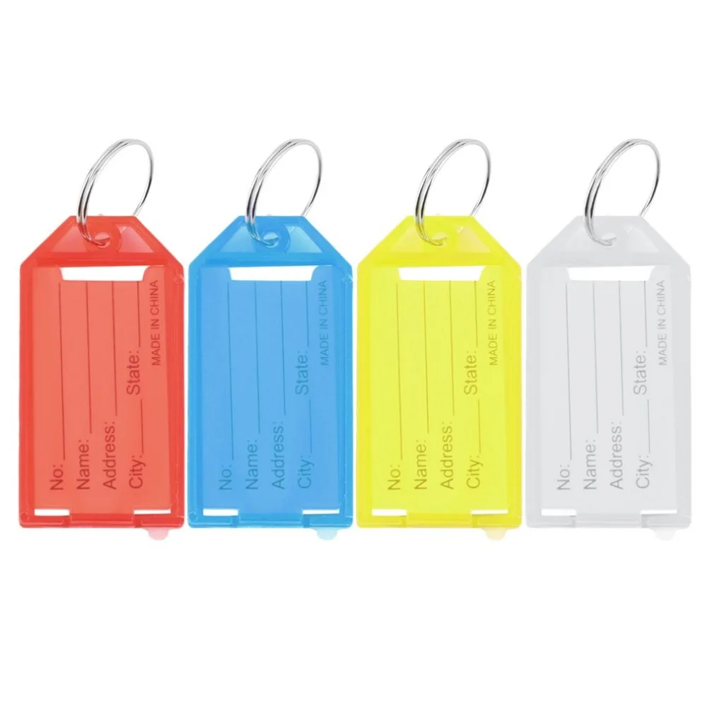 4Pcs Plastic Key Tags Rings ID Identity Rack Name Card Label NEW Four Colors Available | Дом и сад