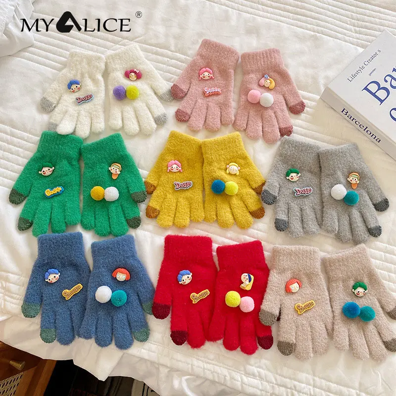 

MYALICE Fashion Child Cartoon Cute Knitting Glove Thicken Baby Warm Split finger Gloves Comfortable Outdoor travel Wholesale