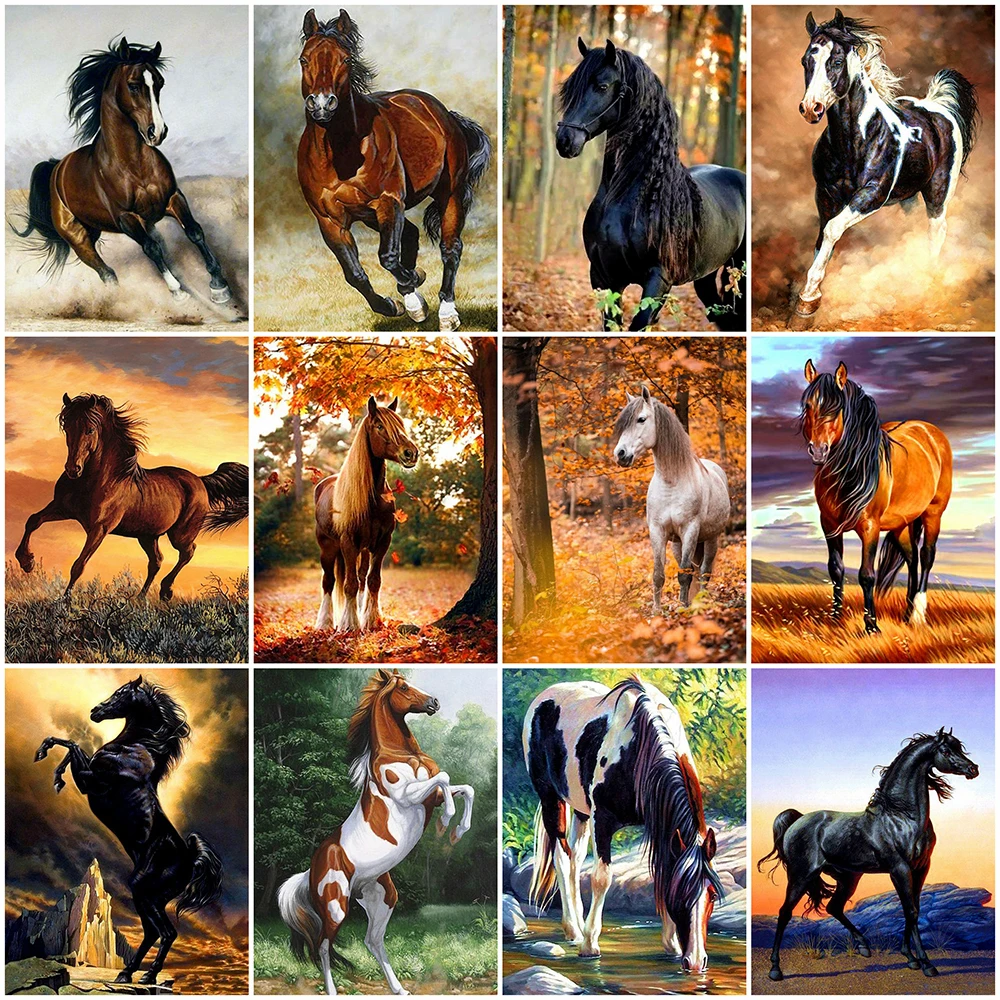 

MomoArt алмазная живопись животные 5D DIY алмазная живопись Лошадь картина Стразы мозаика наборы для вышивки крестиком осенний домашний декор