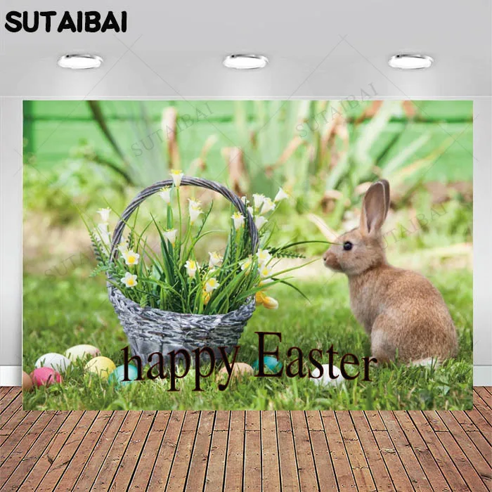 

Spring Easter Grassland Floral Backdrop Nature Forest Scenery Tree Grass Baby Decor Photography Background Photo Studio Props