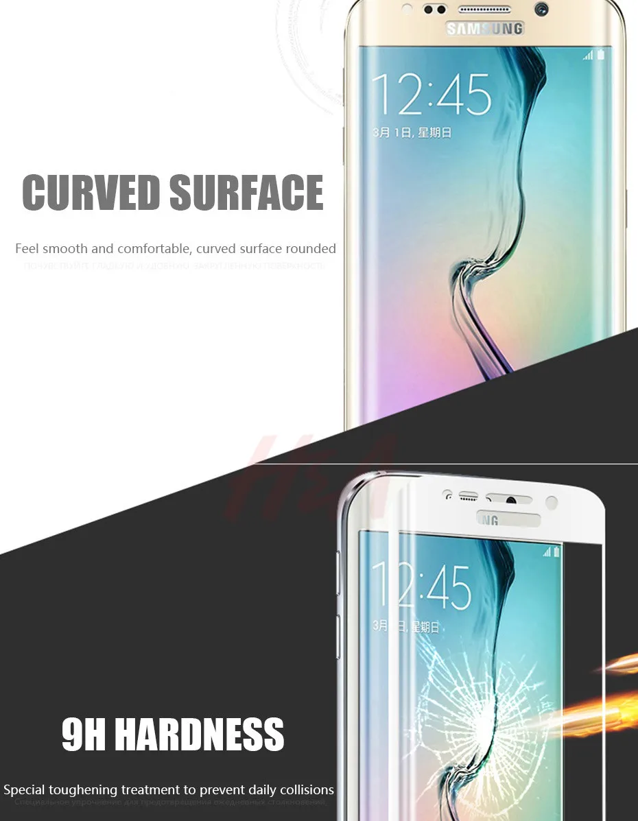 H& A 5D закругленные края полное покрытие Защитное стекло для samsung Galaxy S7 S6 Edge закаленное защитное стекло для экрана S7 Edge