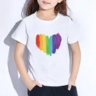 Модная детская футболка с рисунком радужного сердца, летняя мягкая детская футболка с коротким рукавом, топы для мальчиков и девочек