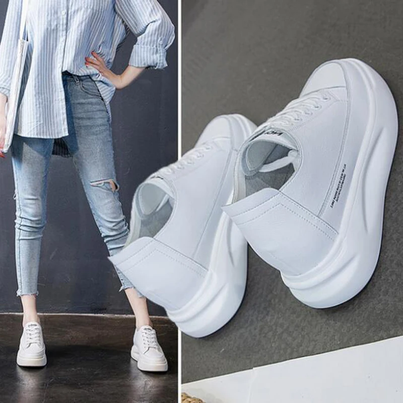 

New Fashion Sneakers Women Genuine Leather Shoes Retro Lace-up white shoes with Female Casual Shoes Flat single shoes y987