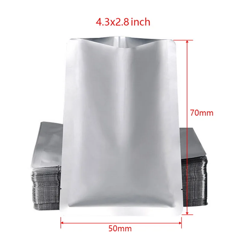 

100pcs Silver Aluminum Foil Mylar Bags Vacuum Sealer Zipper Food Saver Bag Storage Pouches For Household Kitchen Supplies