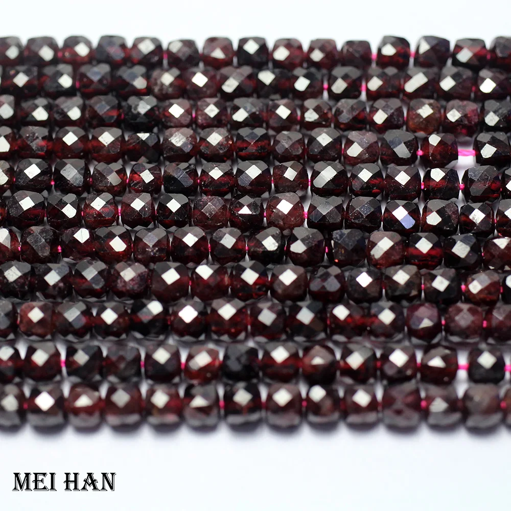 Meihan оптовая продажа натуральный гранат 4 мм граненый куб свободные зеркальные