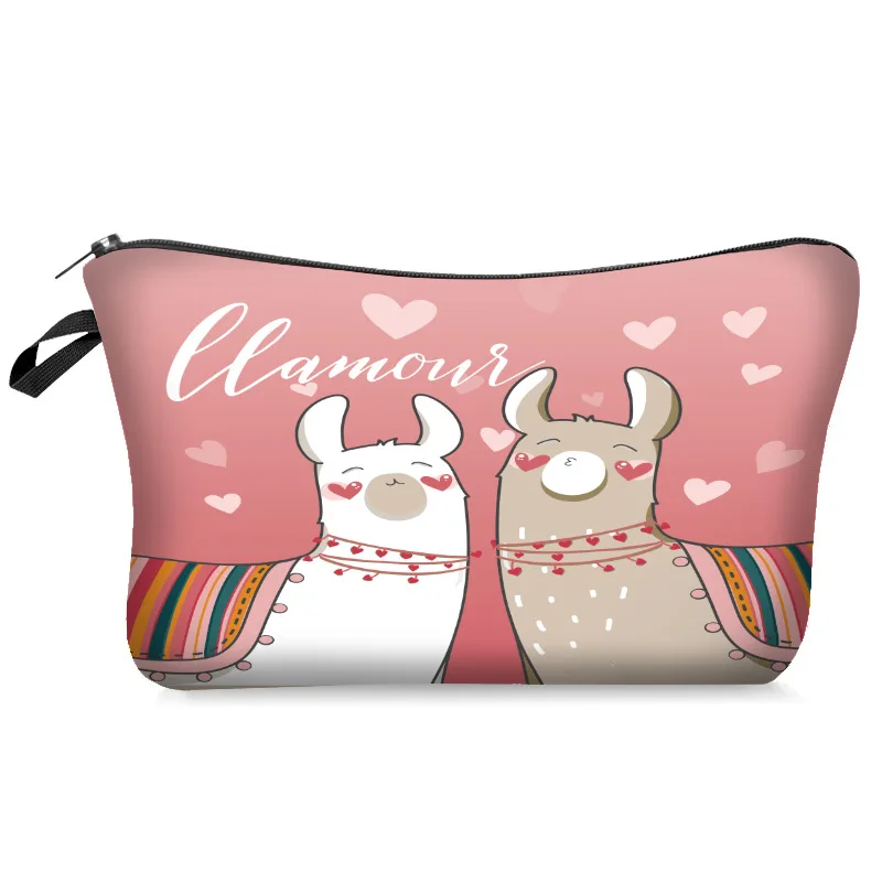 Cute Llama Makeup Bags Women Cosmetic Bag With Multicolor Pattern 3D Printing neceser Cosmetics Pouchs For Travel make up bag | Багаж и