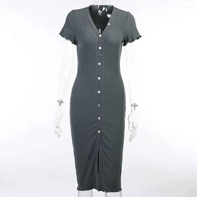 

Autumn new slim dress women's knitted V-neck wooden ear temperament dress woman dress dresses for women