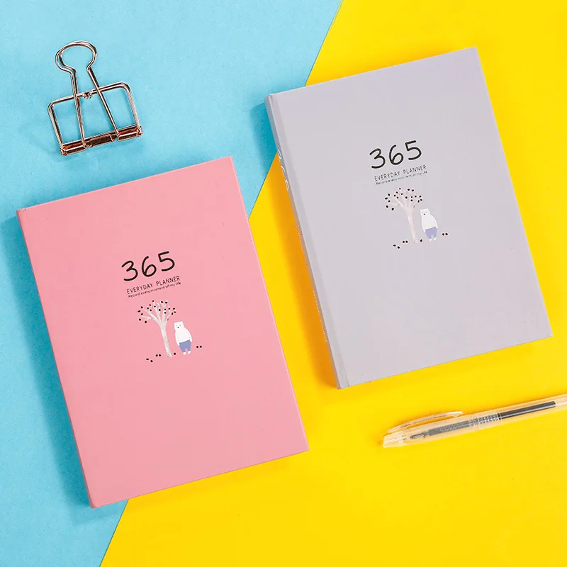 

New 365 Days Agenda 2021 Planner Hard paper covered notebook 256 pages 13x18 cm Stationery School supplies