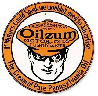 

Моторные масла NINGFEI 12x12 дюймов Oilzum, винтажный круглый металлический жестяной знак в стиле ретро, Настенный декор, забавная железная живопись...