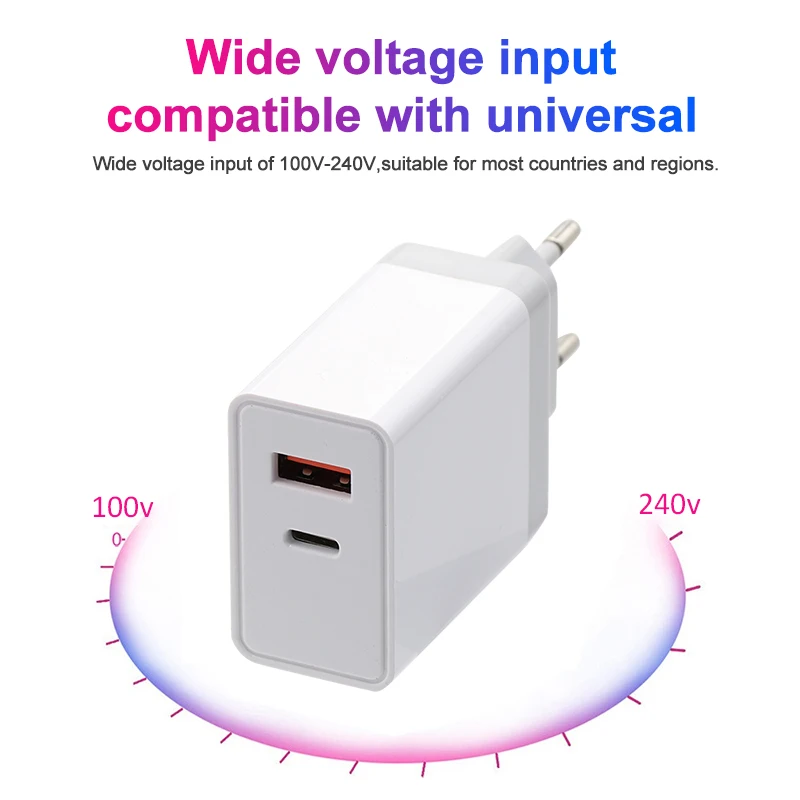 Двойной USB PD зарядное устройство Quick Charge 3 0 QC Cargador мобильный телефон адаптер EU UK
